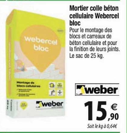 mortier colle béton cellulaire webercel bloc
