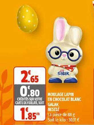 moulage lapin en chocolat blanc galak nestlé