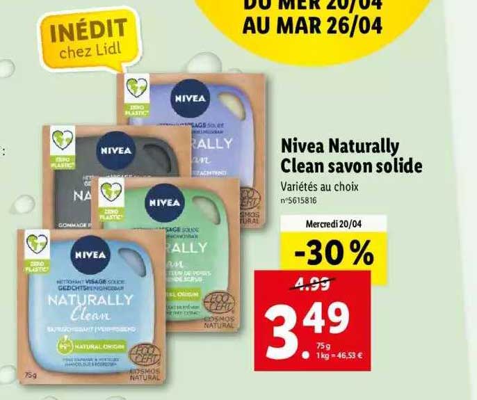 nivea naturally clean saon solide