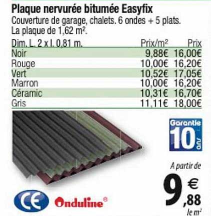 onduline plaque nervurée bitumée easyfix