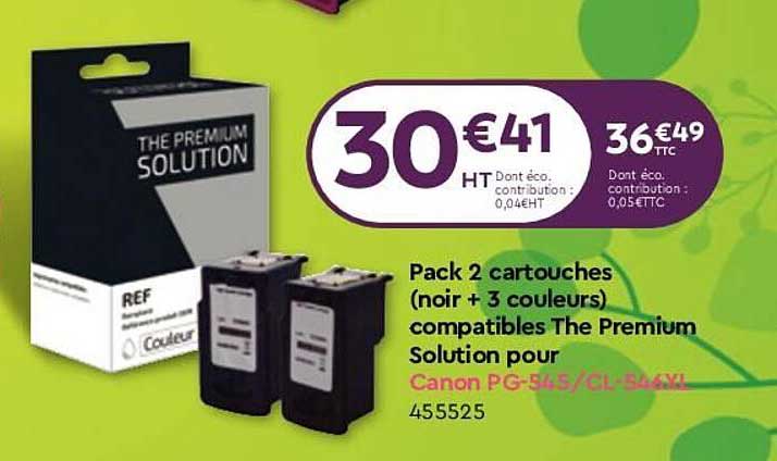 pack 2 cartouches (noir + 3 couleurs) compatibles the premium solution pour cano pg-545-cl-544yl