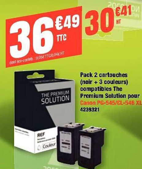 pack 2 cartouches noir + 3 couleurs compatibles the premium solution pour canon pg-545-cl-546 xl