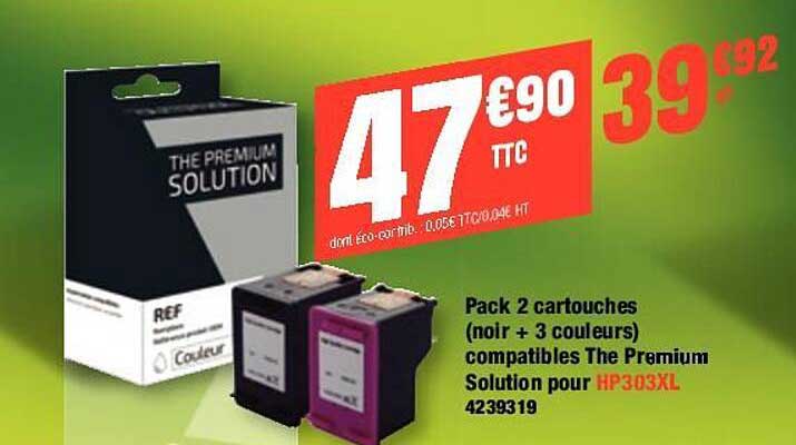 Pack 2 Cartouches Noir + 3 Couleurs Compatibles The Premium Solution Pour Hp303xl