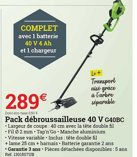 pack débrouissailleuse 40 v g40bc