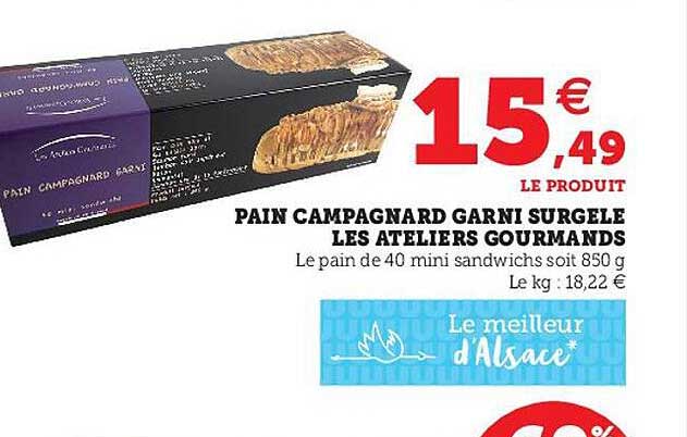 pain campagnard garni surgelé les ateliers gourmands