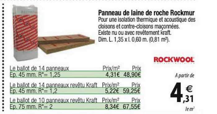 panneau de laine de roche rockmur rockwool