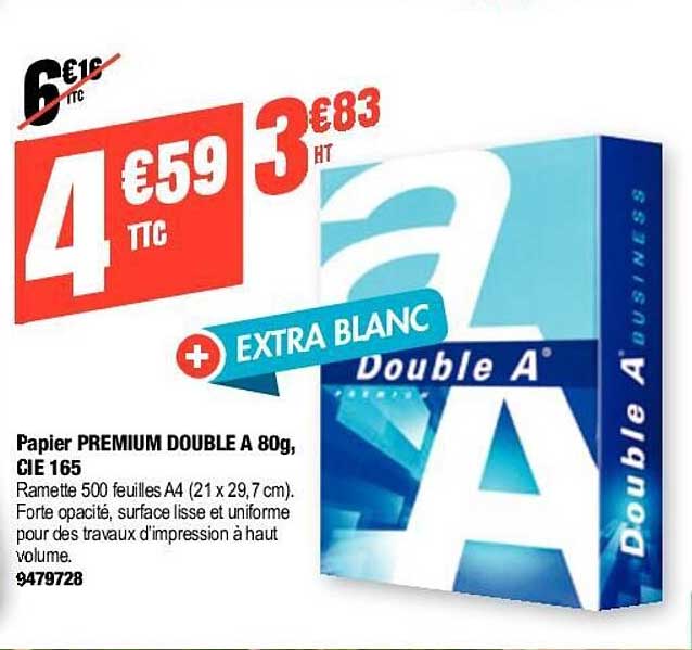 papier premium double a 80g cie 165