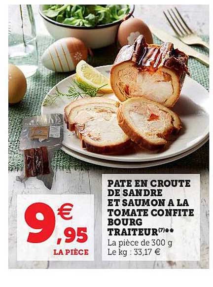 pâte en croute de sandre et saumon à la tomate confite bourg traiteur