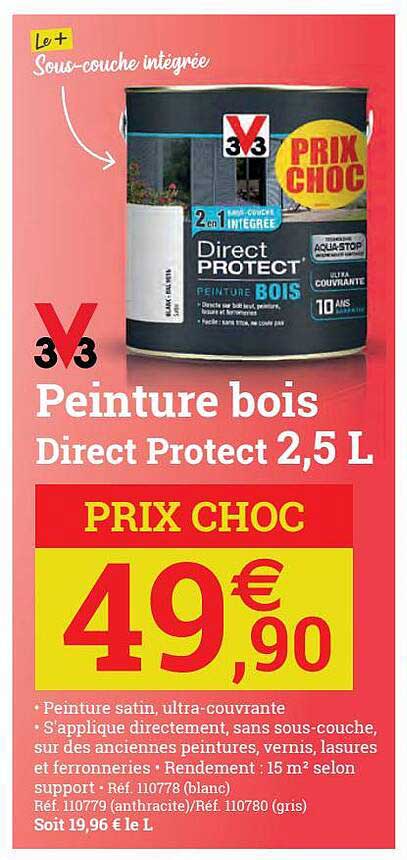 peinture bois direct protect 2.5 l v33