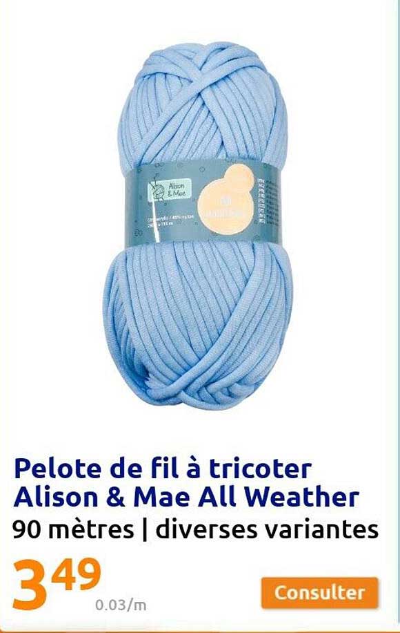 pelote de fil à tricoter alison & mae all weather