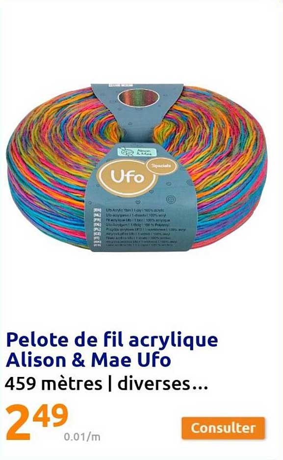 pelote de fil acrylique alison & mae ufo