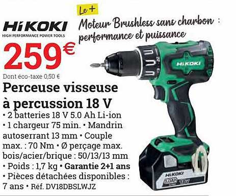 perceuse visseuse à percussion 18 v hikoki