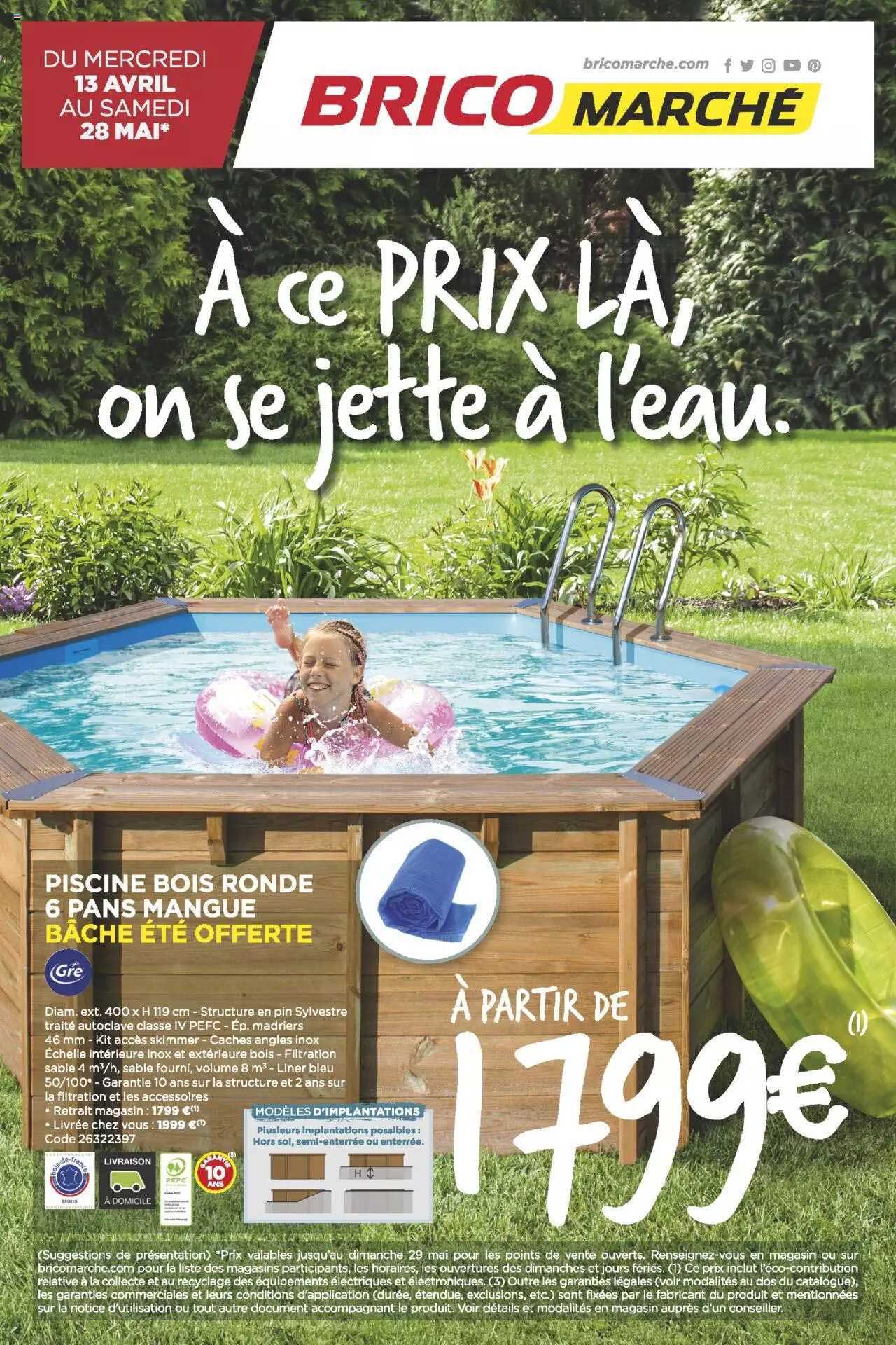 piscine bois ronde 6 pans mangue