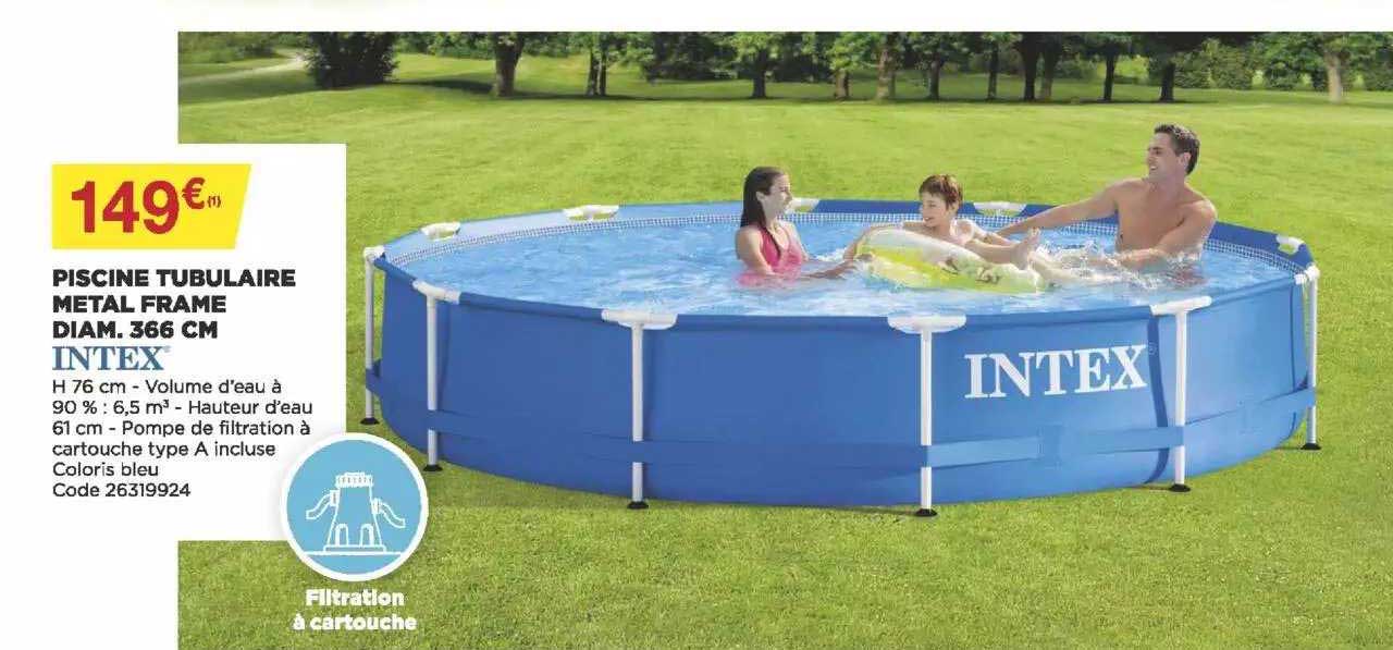 piscine tubulaire metal frame diam. 366 cm intex