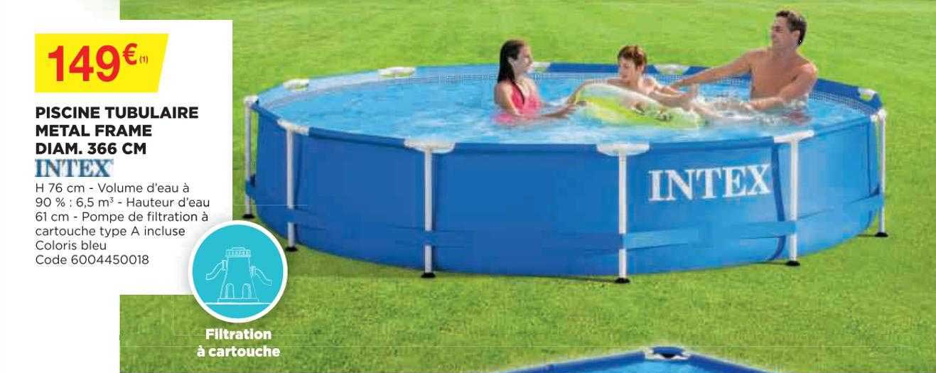 piscine tubulaire metal frame diam. 366 cm intex