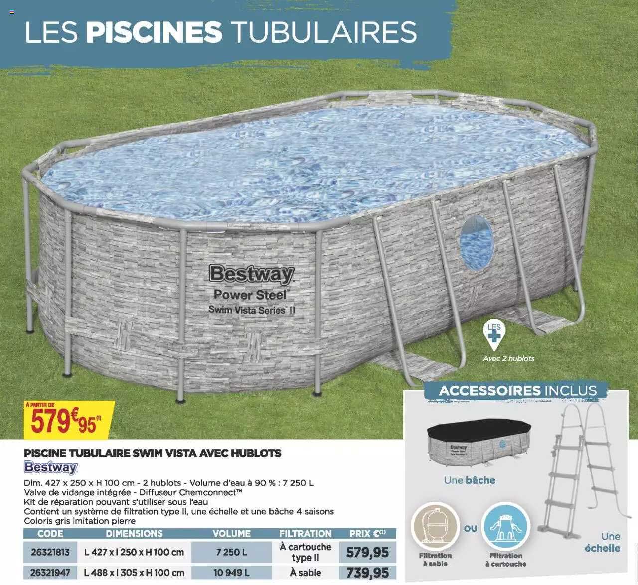 piscine tubulaire swim vista avec hublots bestway