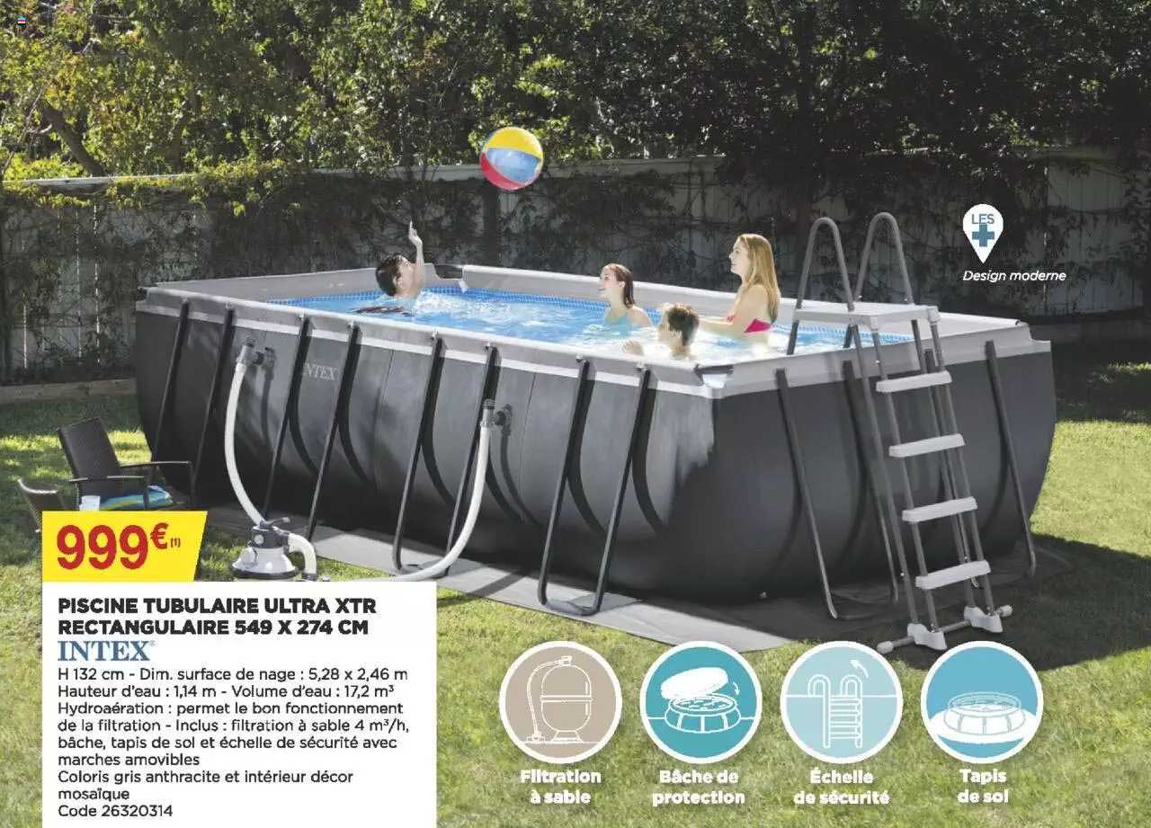 piscine tubulaire ultra xtr rectangulaire 549 x 274 cm intex