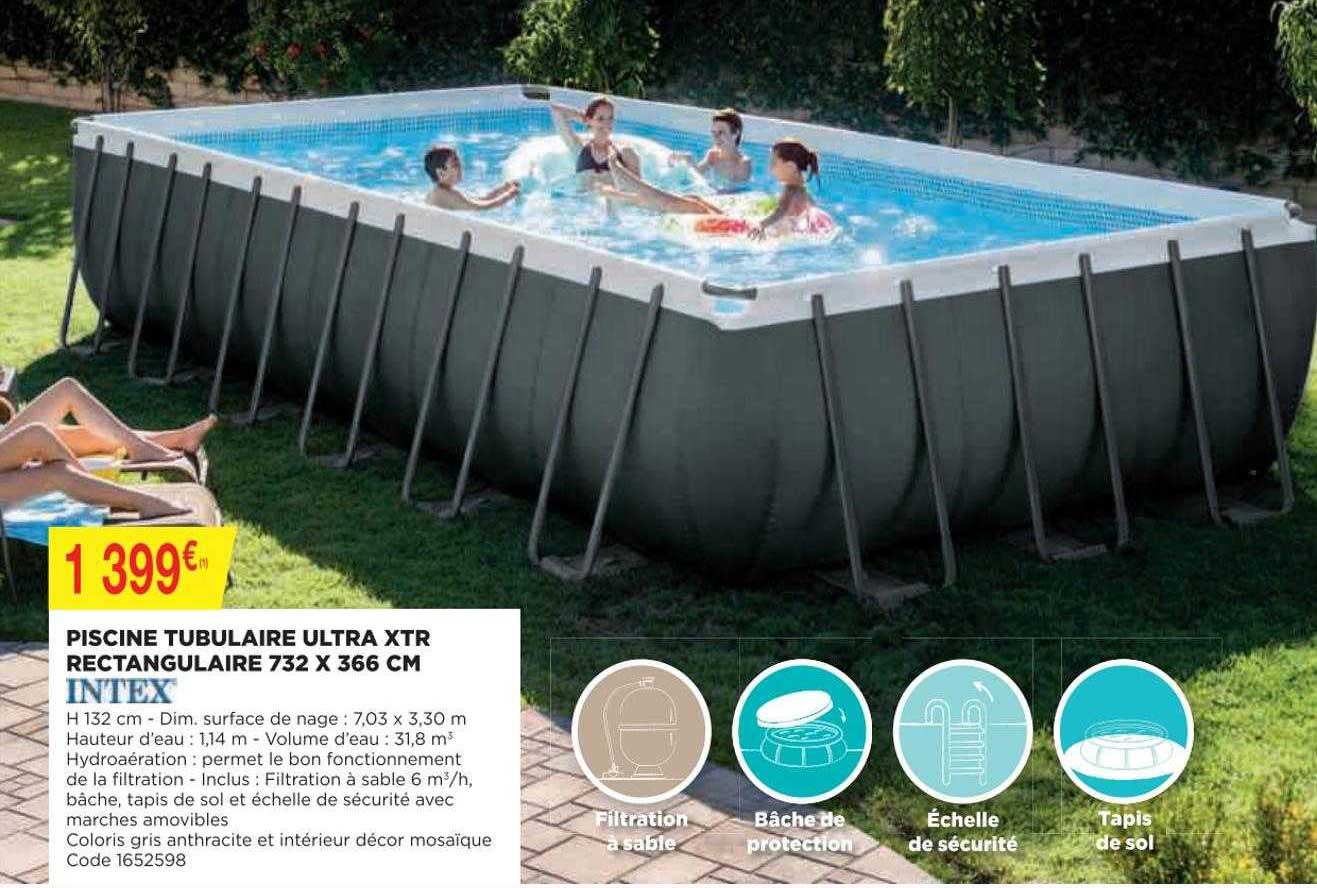 piscine tubulaire ultra xtr rectangulaire 732 x 366 cm intex