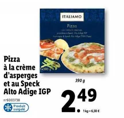 pizza à la crème d'asperges et au speck alto adige igp italiamo