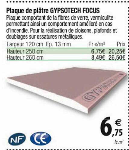 plaque de plâtre gypsotech focus