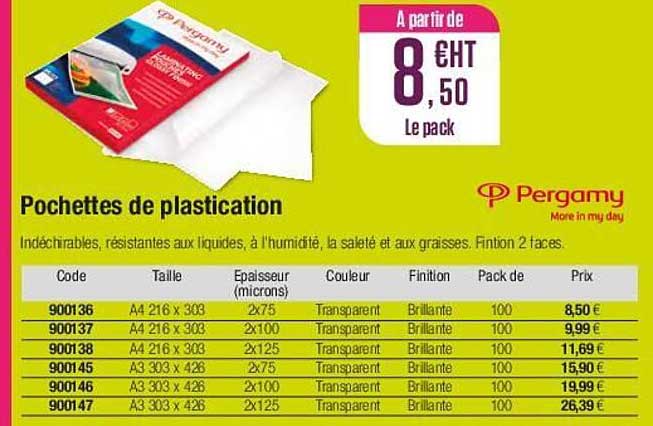 pochettes de plastification pergamy