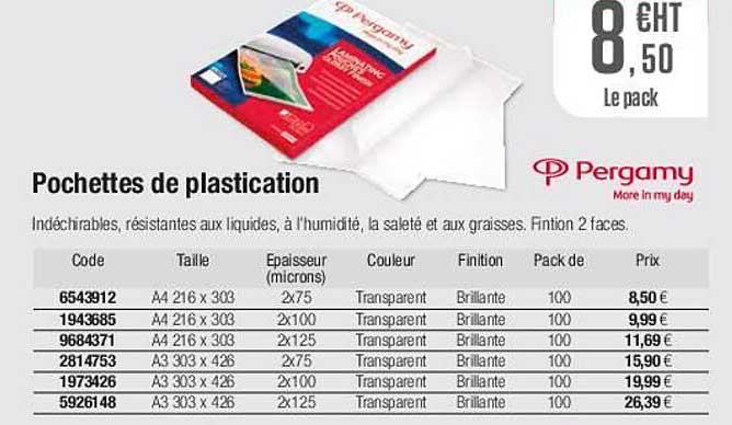 pochettes de plastification pergamy