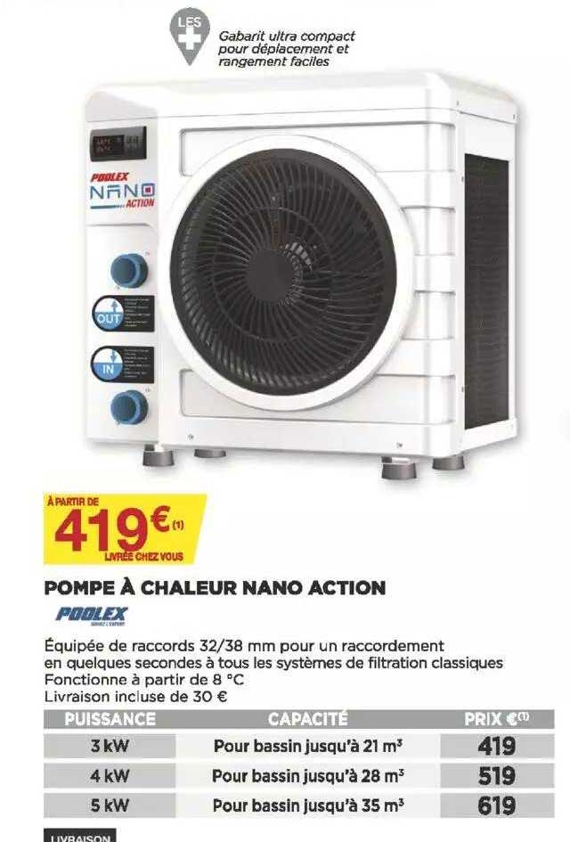 pompe à chaleur nano action poolex