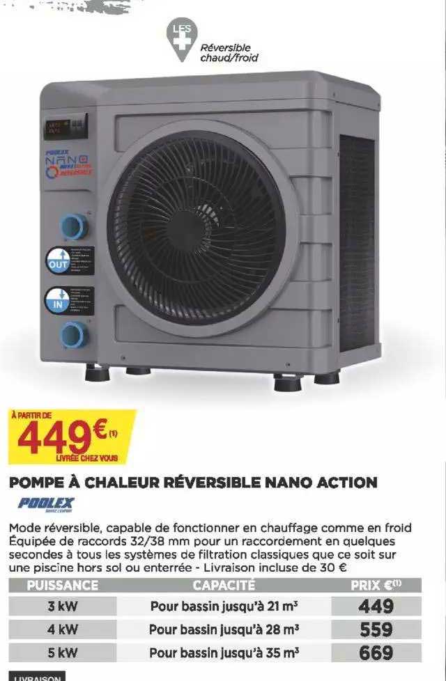 pompe à chaleur réversible nano action poolex