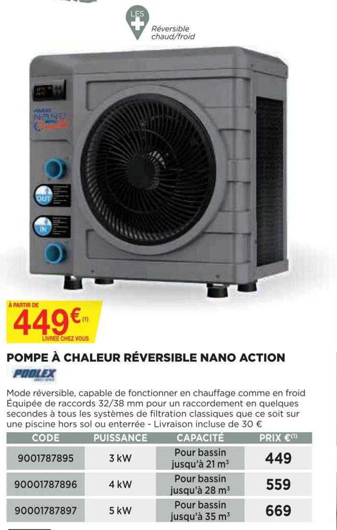 pompe à chaleur réversible nano action poolex