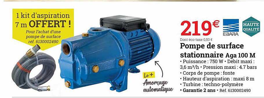 pompe de surface stationnaire aga 100 m ebara