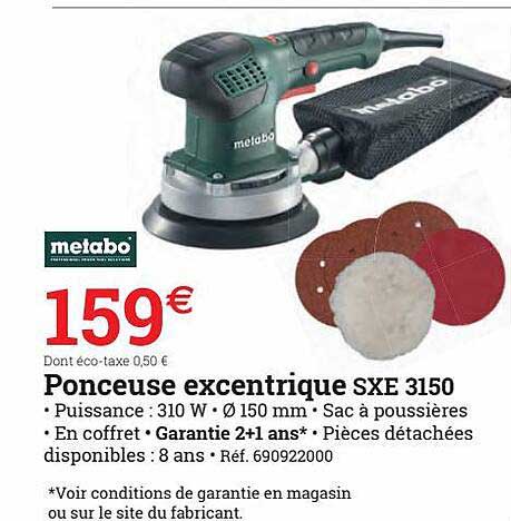 ponceuse excentrique sxe 3150 metabo