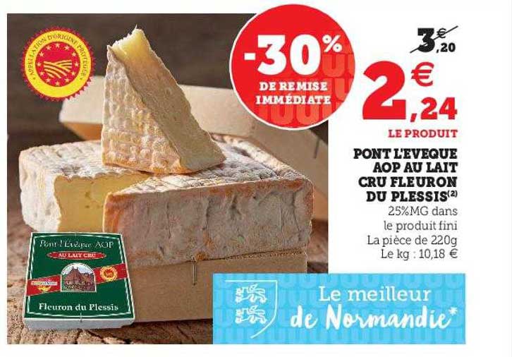 pont l'évêque aop au lait cru fleuron du plessis