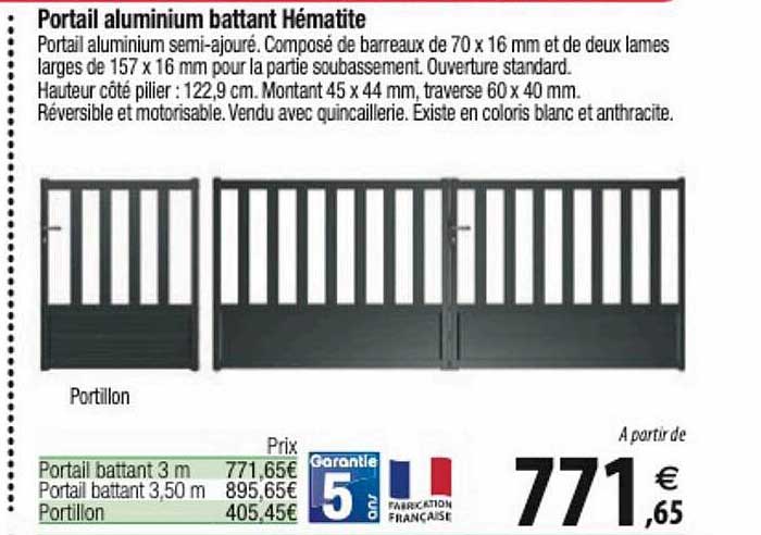 Portail Aluminium Battant Hématite