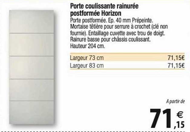 porte coulissante rainurée postformée horizon