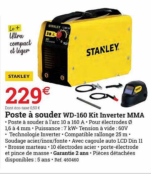 poste à souder wd-160 kit inverter mma stanley
