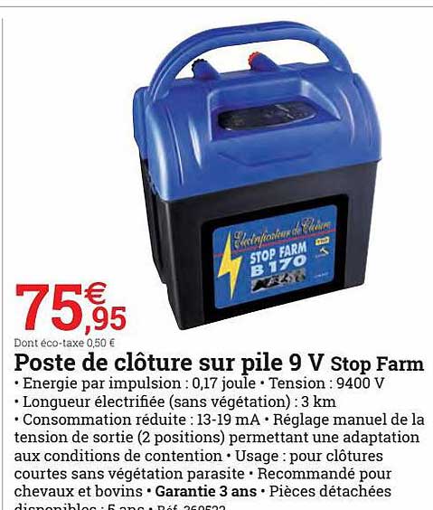 poste de clôture sur pile 9 v stop farm