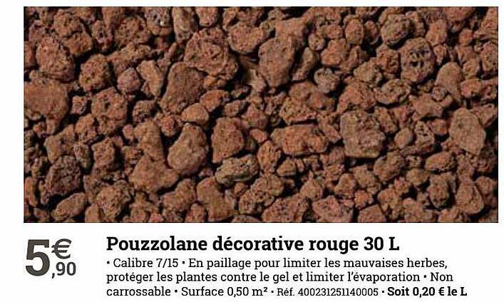 pouzzolane décorative rouge 30 l