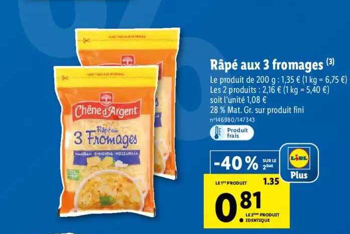 râpé aux 3 fromages chêne d'argent