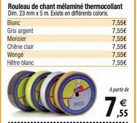 rouleau de chant mélaminé thermocollant