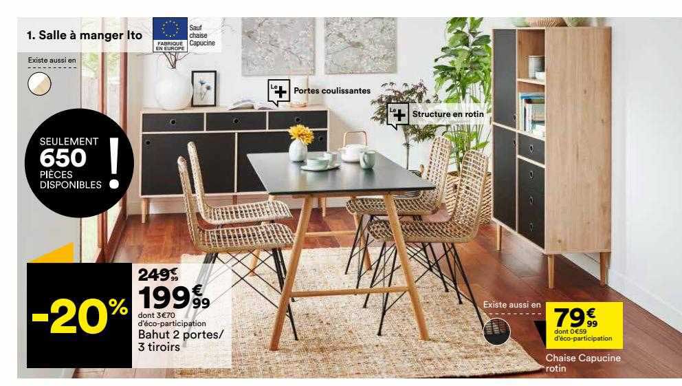 salle à manger ito : bahut 2 portes-3 tiroirs