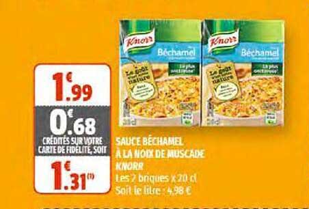 sauce béchamel à la noix de muscade knorr
