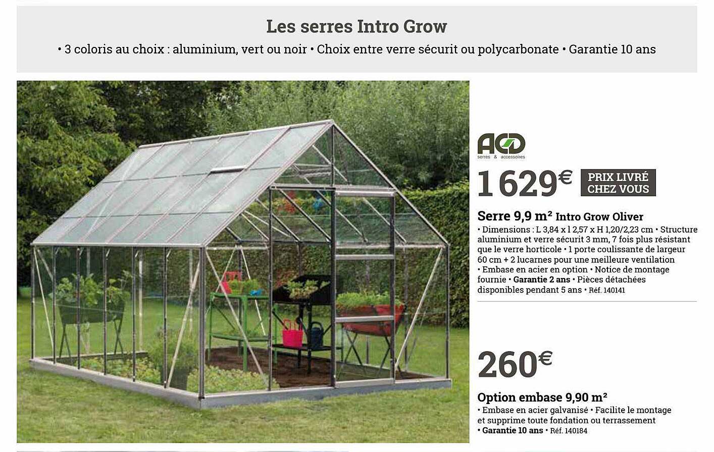 serre 9.9 m2 intro grow oliver acd