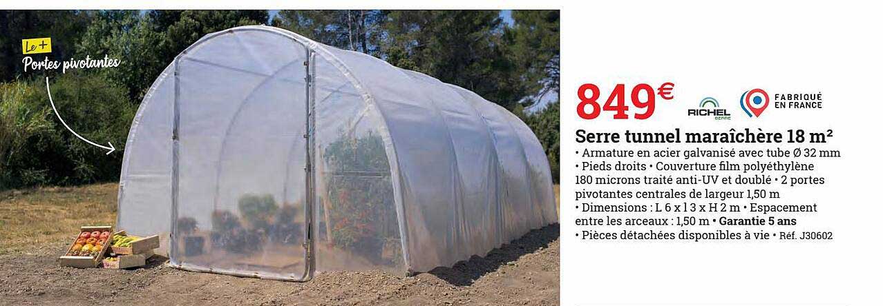 serre tunnel maraîchère 18 m2 richel