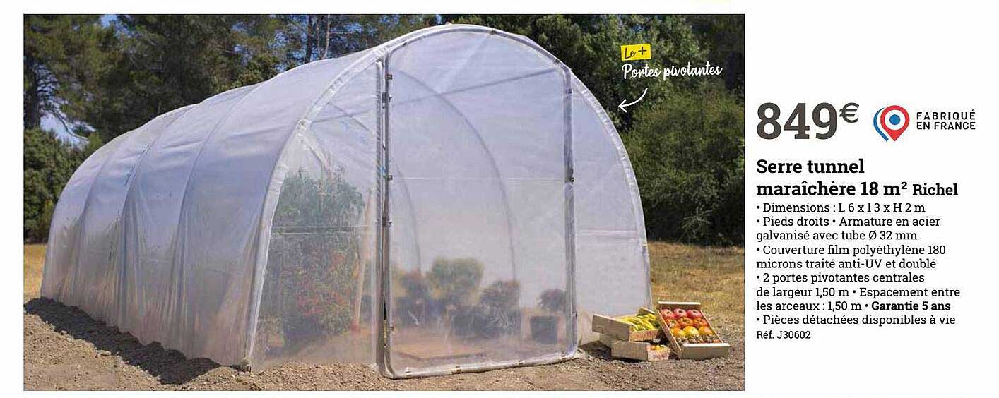 serre tunnel maraîchère 18 m2 richel