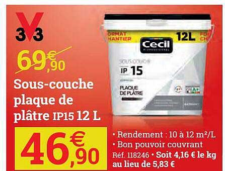 sous-couche plaque de plâtre ip15 12 l v33