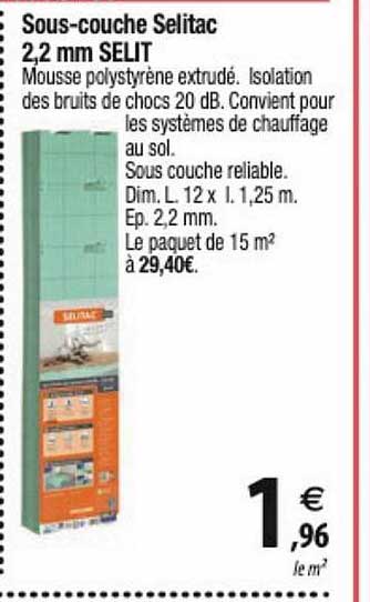 sous-couche selitac 2.2 mm selit