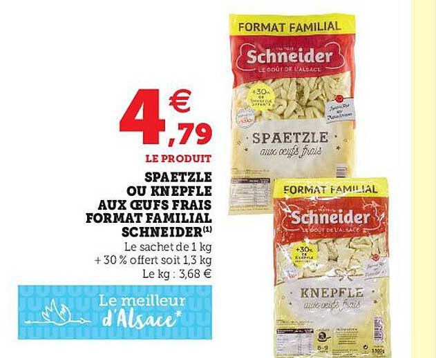 spaetzle ou knepfle aux oeufs frais format familial schneider