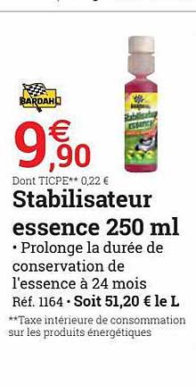 stabilisateur essence 250 ml bardah