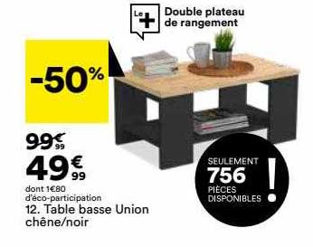 table basse union chêne-noir