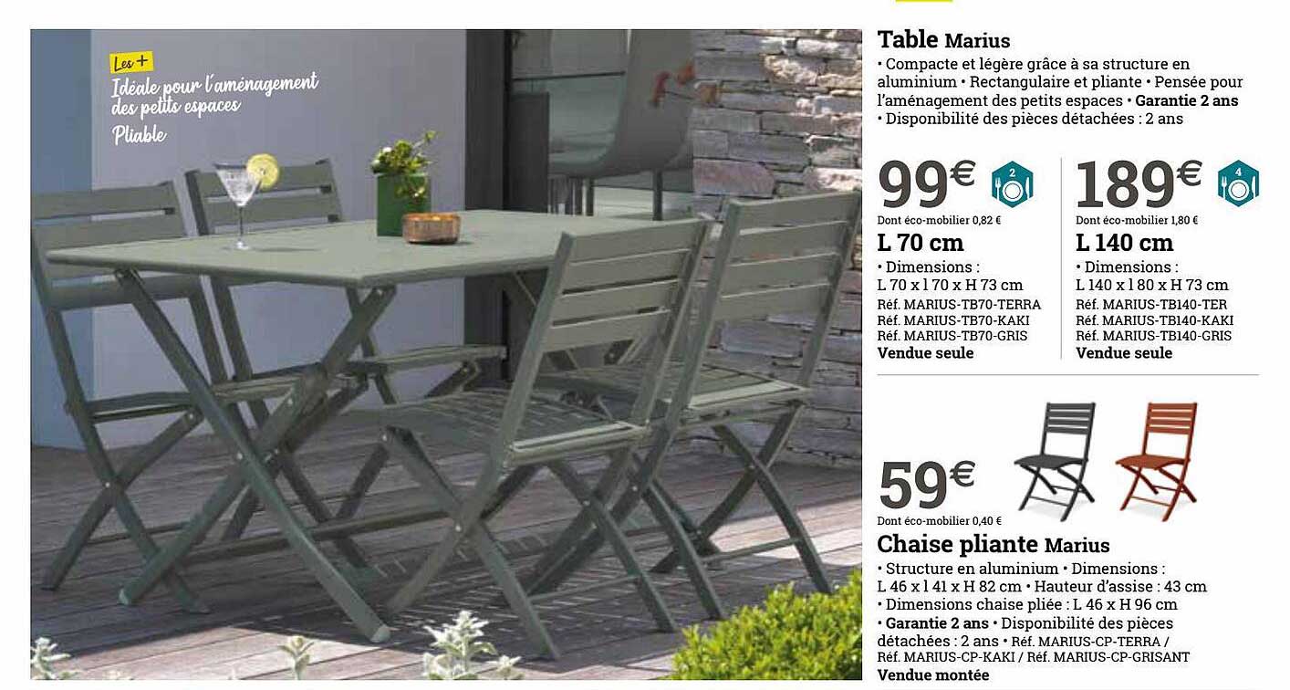 Table Marius Chaise Pliante Marius
